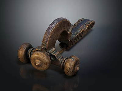 Ancient Bronze Clothing Accessory with Intricate Patterns and Wheel Shaped Details 3d model