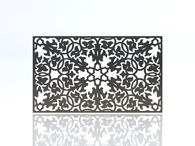 Black Decorative Screen With Intricate Cutout Floral Patterns For Home Decor 3d model