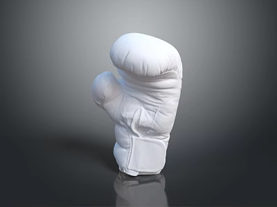 White Boxing Glove Sports Equipment With Dark Background And Reflective Surface 3d model