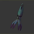 Colorful Squid with Iridescent Tentacles and Blue Green Pink Purple Body in 3D Rendered Design