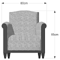 Simple Design Single Sofa With Textured Fabric Armrests And 85cm Height 3d model