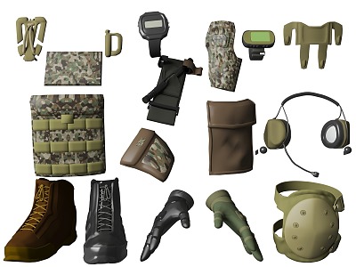 Military figures kit military accessories military accessories police equipment 3d model