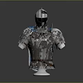 Medieval Knight Armor With Silver Plates Blue Accents And Leather Straps