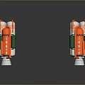 Industrial Mechanical Components With White Orange Green Cylindrical Bodies And Silver Bases On Shiny Surface