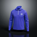 Stylish Blue Long Sleeve Zip Up Hoodie With Front Logo Design