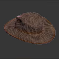 Brown Leather Cowboy Hat With Wide Brim Classic Design Outdoor Wear