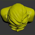 3D Male Character Bust With Black Hair Red Face Black Mustache And Blue Shirt