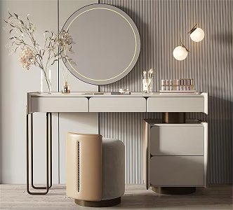 Modern Dressing Table Makeup Stool Combination 3d model
