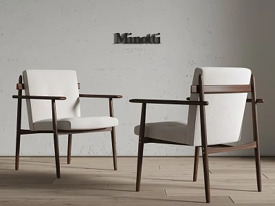 Minotti Modern Dining Chairs With Wooden Frame And Light Upholstered Seats 3d model