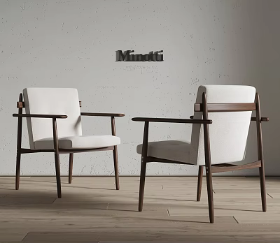 Minotti Modern Dining Chairs With Wooden Frame And Light Upholstered Seats 3d model