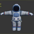 Detailed Astronaut Model With White Space Suit Blue Red Accents And Open Arms