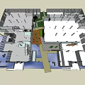 Modern Museum Building With Gray Textured Facade Geometric Glass Structure And Entrance Courtyard