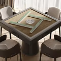 Mahjong table and chair combination 3d model