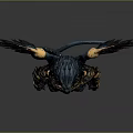 Blue And Gold Winged Mythical Creature With Ornate Armor And Detailed Design