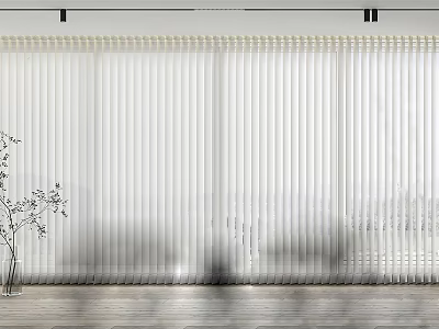 White Venetian Blinds In Modern Interior With Wooden Floor Potted Plant And Soft Light 3d model
