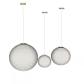 White Paper Lantern Pendant Lights Hanging In Three Round Shapes For Home Decor