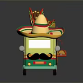 Vibrant Taco Truck With Sombrero Tacos Sign Guitar Awning And Food