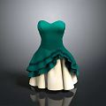 Elegant Green And White Layered Ruffled Dress With Stylish Frilled Hem Design