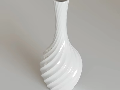 White Ceramic Vase With Swirl Pattern Modern Minimalist Home Decor Accent 3d model