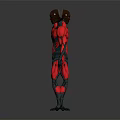 Futuristic Sci Fi Characters In Red And Black Mechanical Armor With Front Back Views 3d model