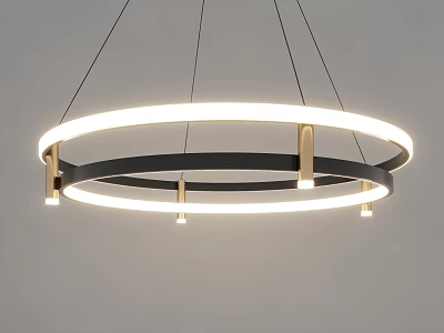 Modern Circular Chandelier With Double Ring Design And Metal Frame Illuminating Brightly 3d model