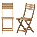 Wooden Dining Table Set With Four Chairs And Striped Seat Cushions