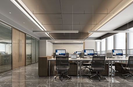 Modern public office area 3d model