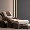Modern Brown And Beige Massage Chair With Cushioned Ottoman And Side Table