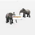 Two Grey Elephant Figurines With Detailed Texture As Decorative Ornaments