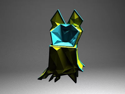 Unique Modern Kids Chair In Geometric Shape With Blue And Yellow Color 3d model