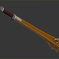 Yellow Long Household Daily Use Item With Brown Grip And Metal Components