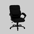 Modern Black Leather Office Desk Chair Set With Armrests And Swivel Wheels