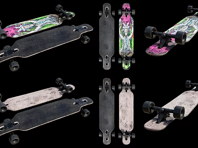 Various Colorful Skateboards With Unique Designs And Durable Wheels For Recreational Fun 3d model