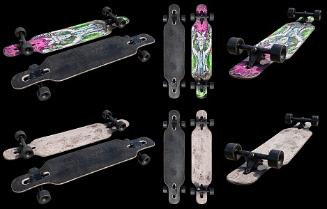 Children's Skateboard Fashion Brand Adult Skateboard Combination Minimalist Skateboard 3d model