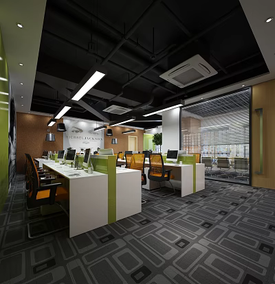 Public office area 3d model