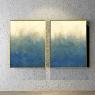 Modern abstract painting simple blue living room abstract decorative painting 3d model
