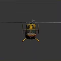 Yellow Helicopter Featuring Red Accents Main Rotors And Tail Rotor On Black Background