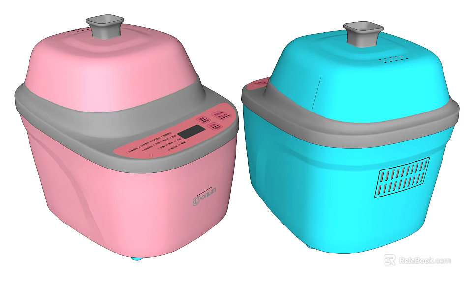 Stylish Pink And Blue Modern Kitchen Electric Cookers For Home Use 3d model 