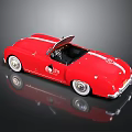 Red Vintage Convertible Car With Open Top White Stripes White Wheels And Number 53