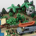 LEGO Toy Blocks Forest Scene Hunting Plants Trees Creek Rivers 3d model