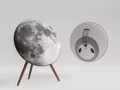 Creative Moon Surface Headphone Speaker With Circular Design And Tripod Stand 3d model