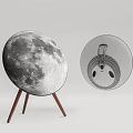 Creative Moon Surface Headphone Speaker With Circular Design And Tripod Stand