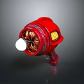 Red Gun Shaped Weapon With Copper Internal Structure White Circular Component And Yellow Light 3d model