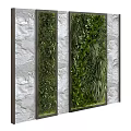 Framed Green Wall Design With Stone Background And Lush Green Plants 3d model