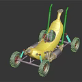 Creative Yellow Banana Shaped Car With Black Wheels And Gray Seat Structure