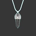 Intricate Carving Sculptural Pendant with Golden Chain and Red Crystal