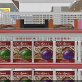 24 Hour Supermarket Interior With Shelves Daily Supplies Display Cases And Cashier Counter