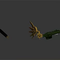 Green Decorative Statue With Golden Wings Black Pen And Metal Pin