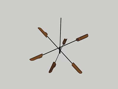 Modern Minimalist Chandelier with Brown Arms for Home Interior Lighting 3d model