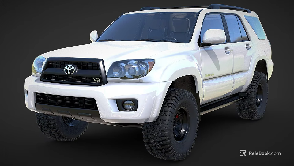 White Toyota Off Road SUV With Rugged Tires And V6 Engine Design 3d model 